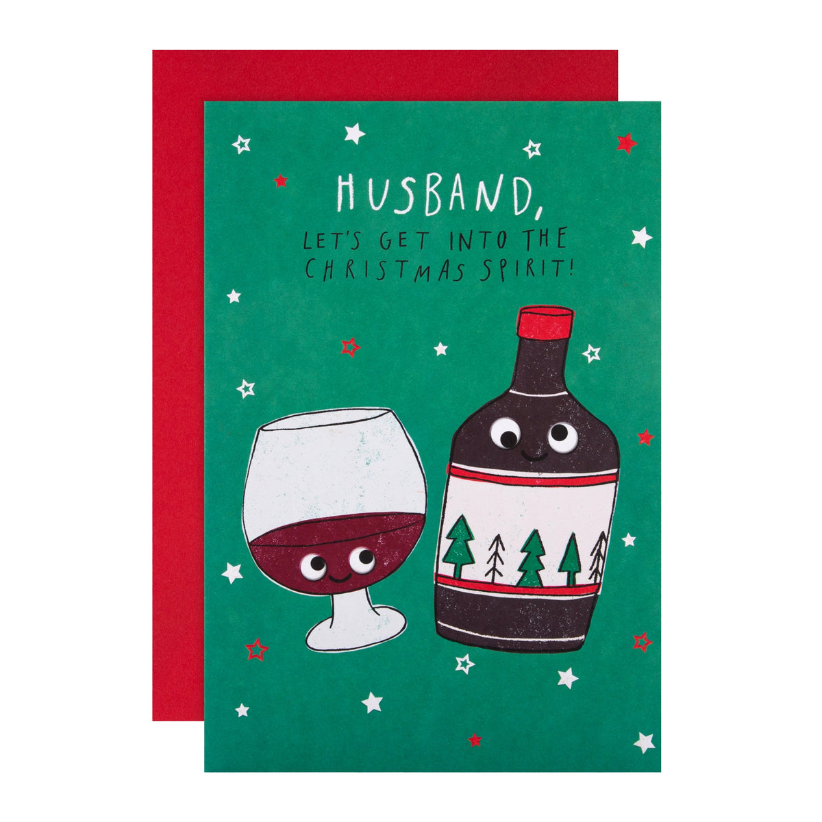 Christmas Card For Husband Funny Bottle Of Mulled Wine And Glass Des