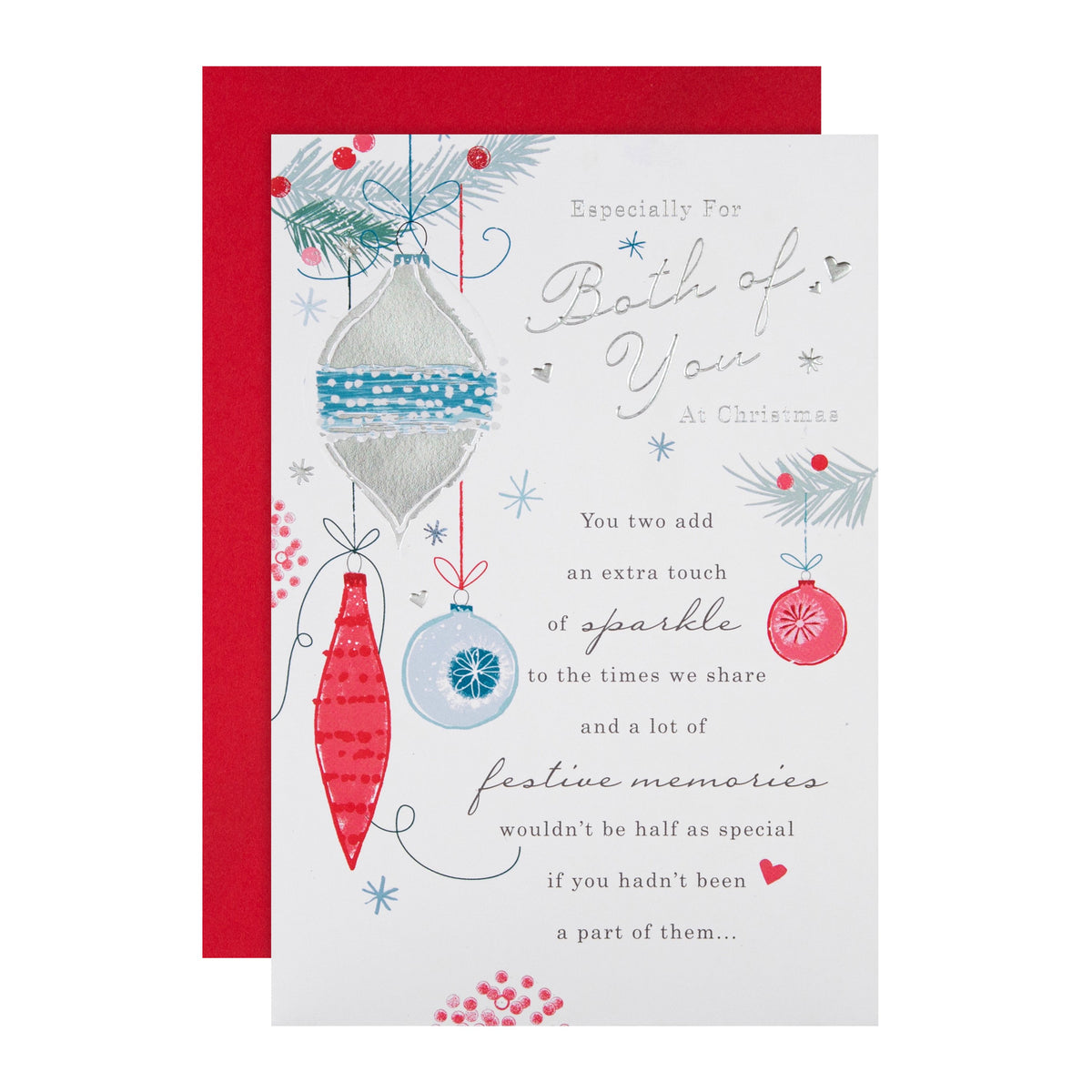 Christmas Card For Both Of You - Classic Bauble Design With Silver Foi ...