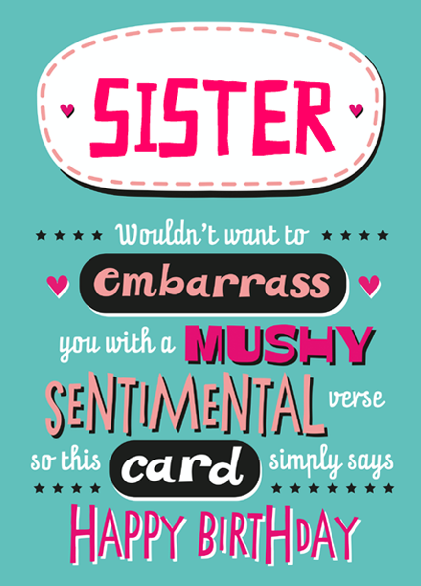 Personalised Funny Birthday Text Sister Card Hallmark 