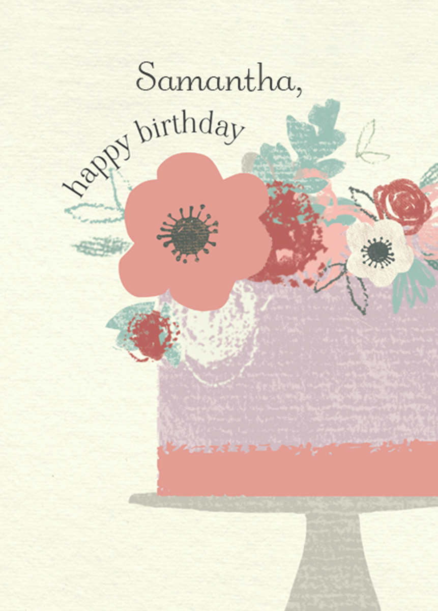 Personalised Editable Cake And Flowers Birthday Card – Hallmark