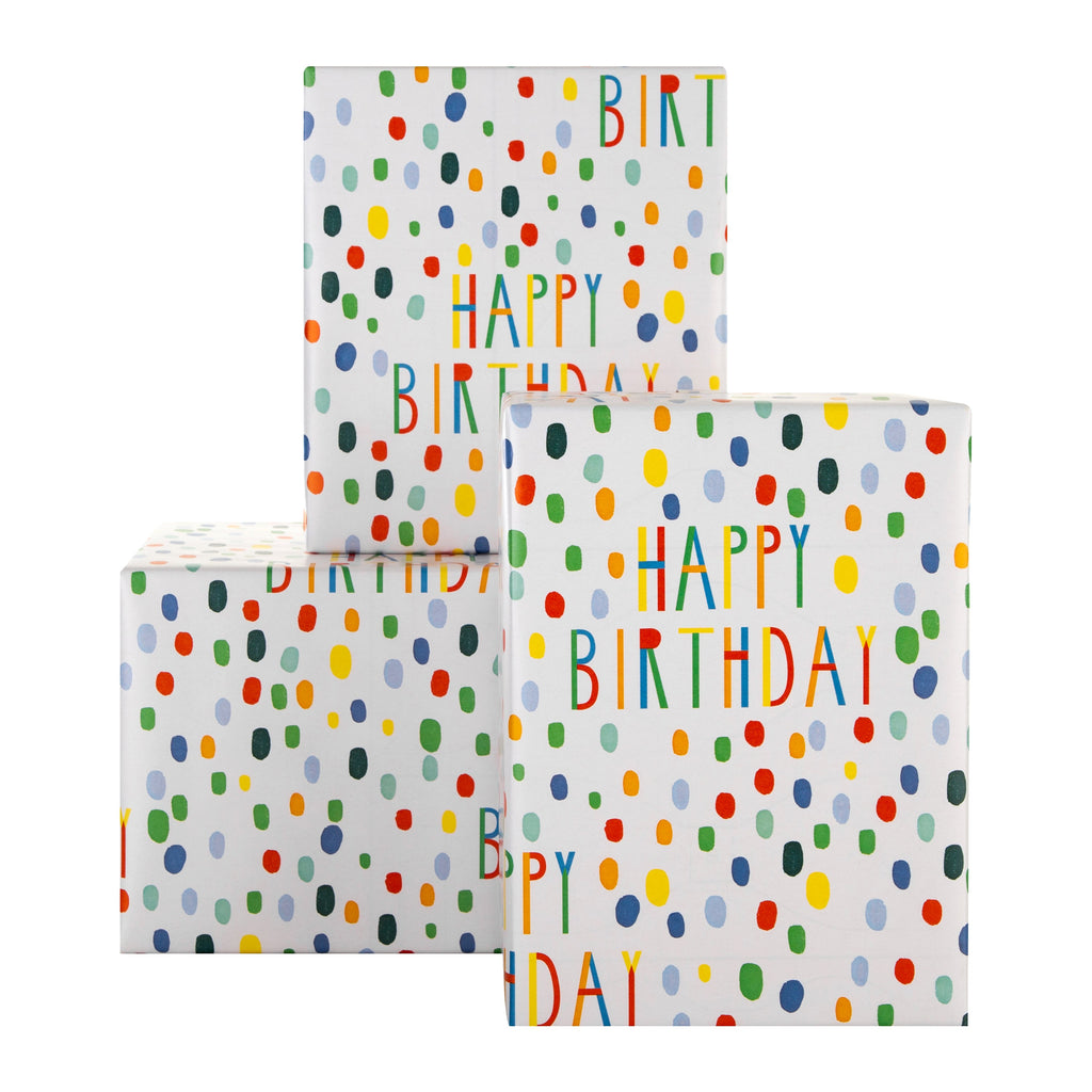 2M Birthday Wrapping Paper Roll - Colourful Happy Birthday Design