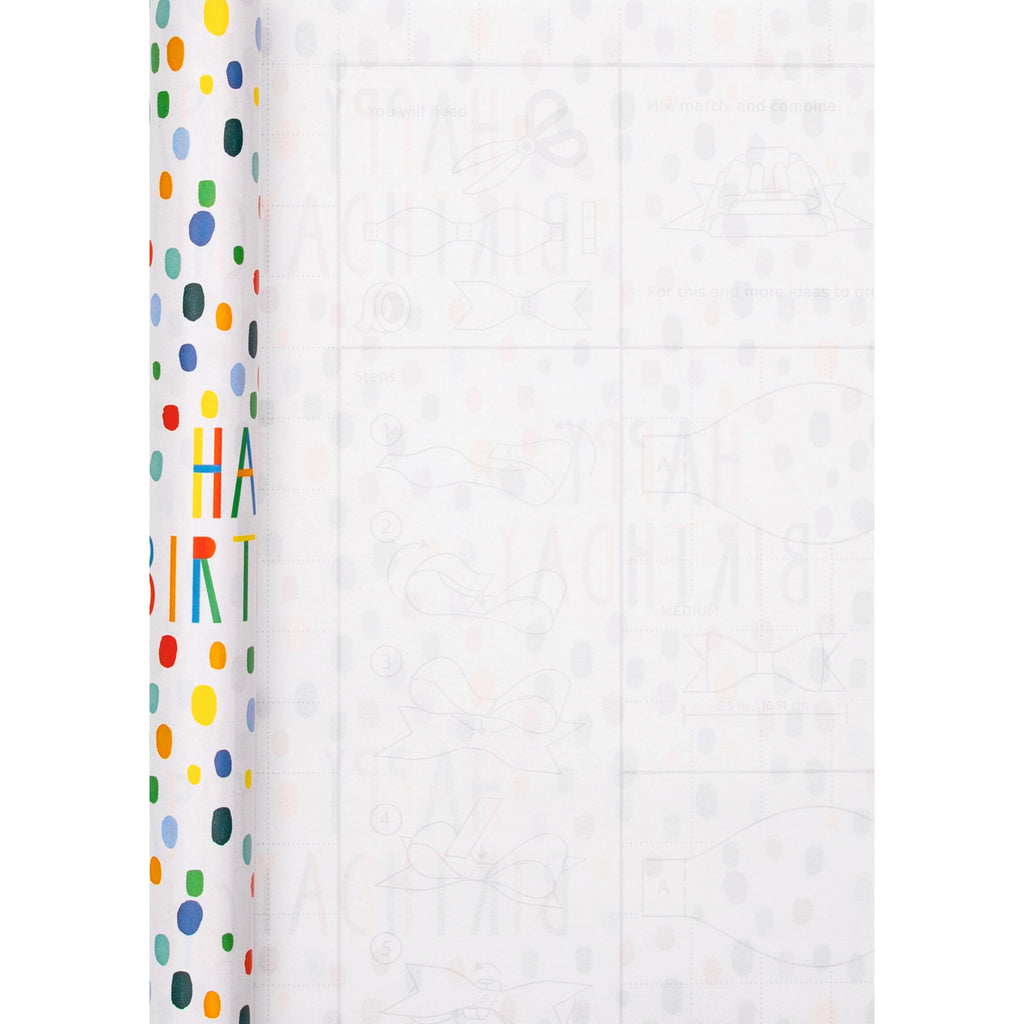 2M Birthday Wrapping Paper Roll - Colourful Happy Birthday Design