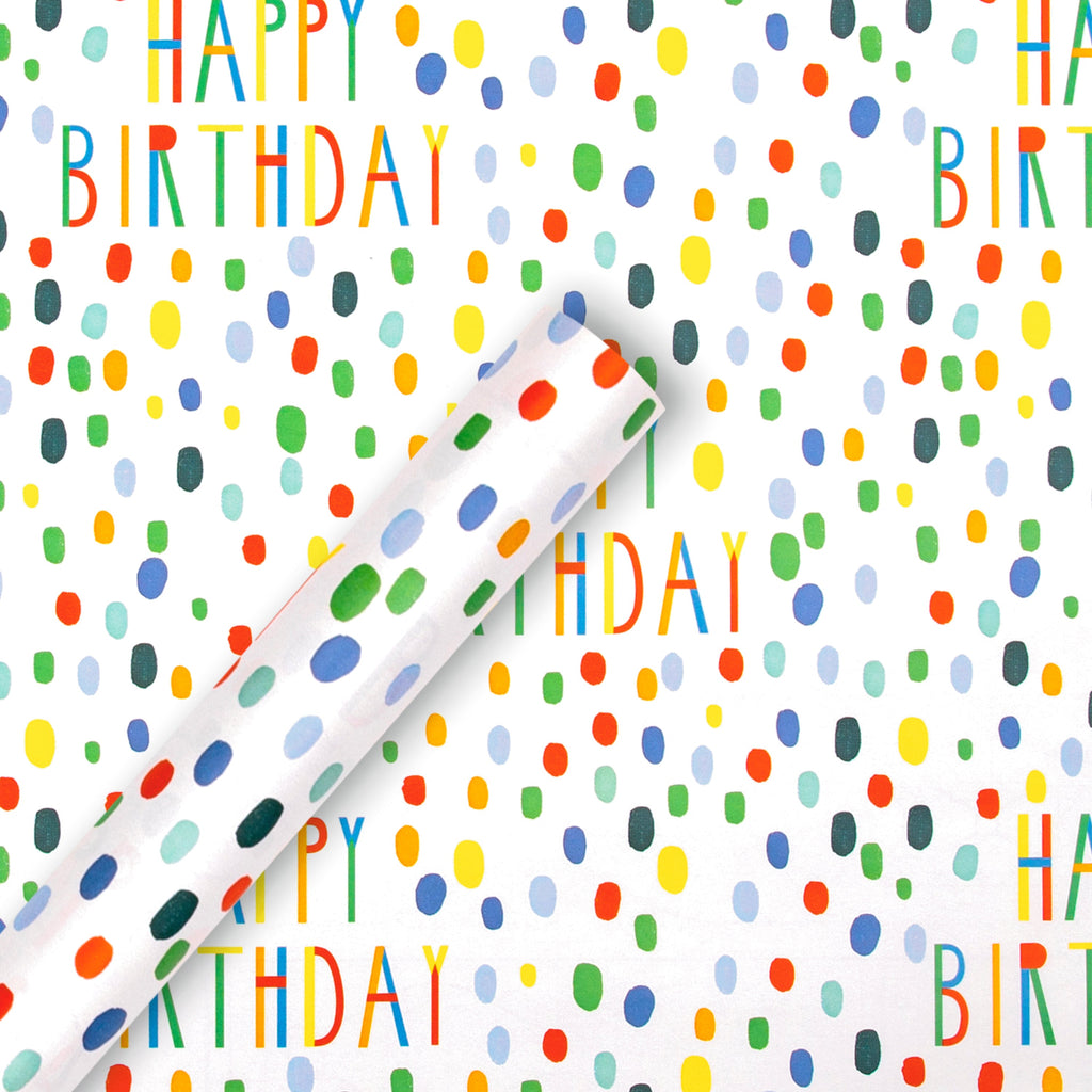 2M Birthday Wrapping Paper Roll - Colourful Happy Birthday Design