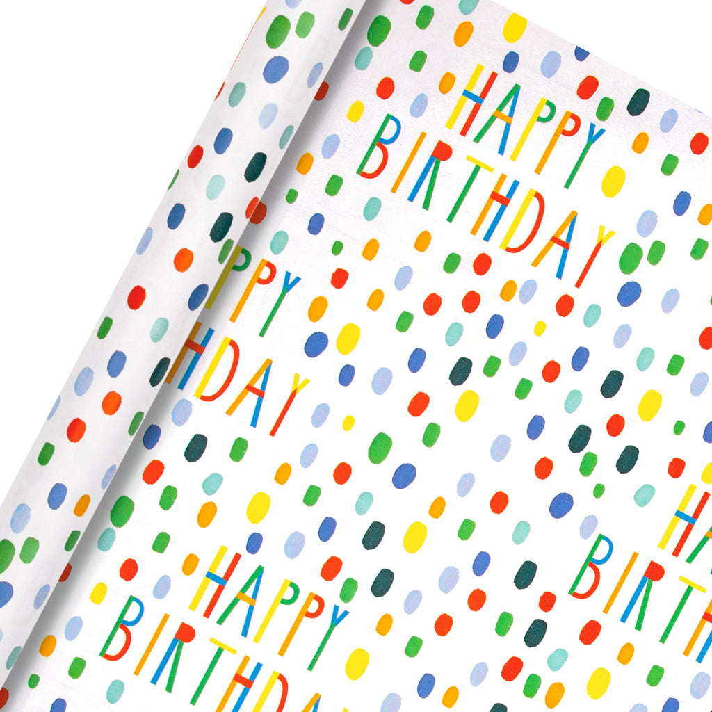 2M Birthday Wrapping Paper Roll - Colourful Happy Birthday Design