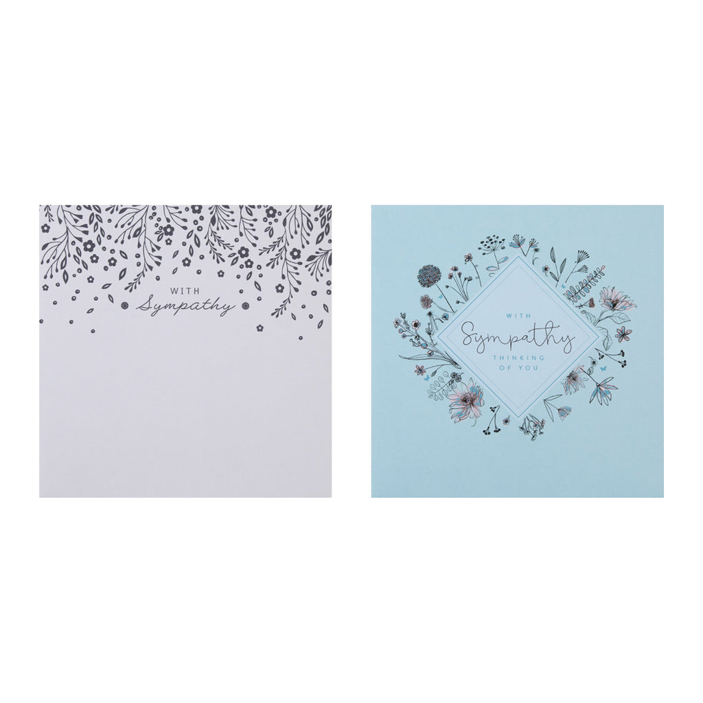 Sympathy Cards Multipack - Pack of 20 in 4 Simple & Delicate Designs