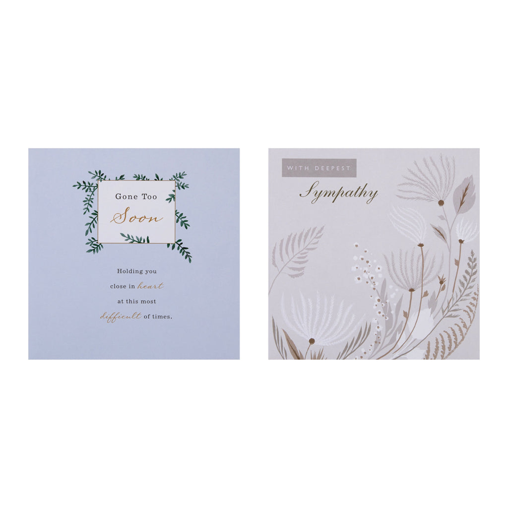 Sympathy Cards Multipack - Pack of 20 in 4 Simple & Delicate Designs