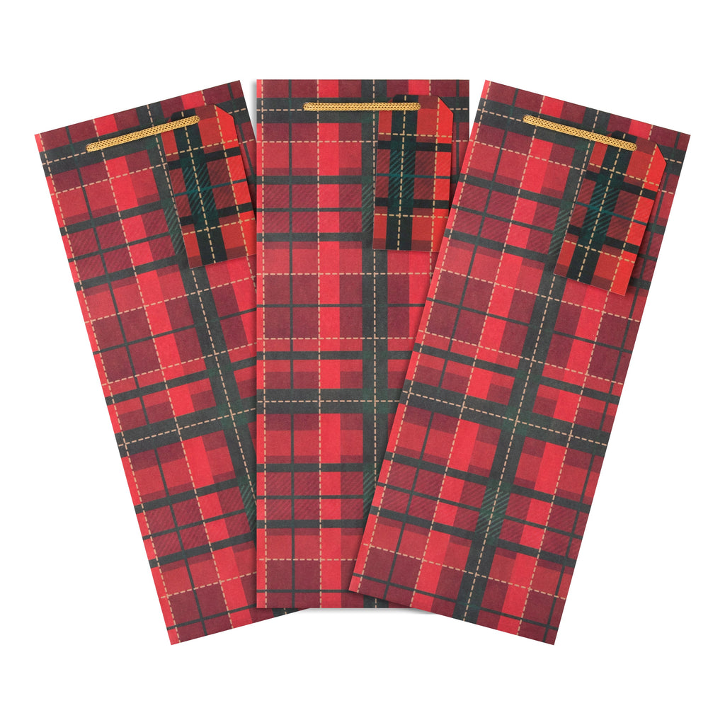 Christmas Gift Bottle Bags - Pack of 3 Tartan Designs