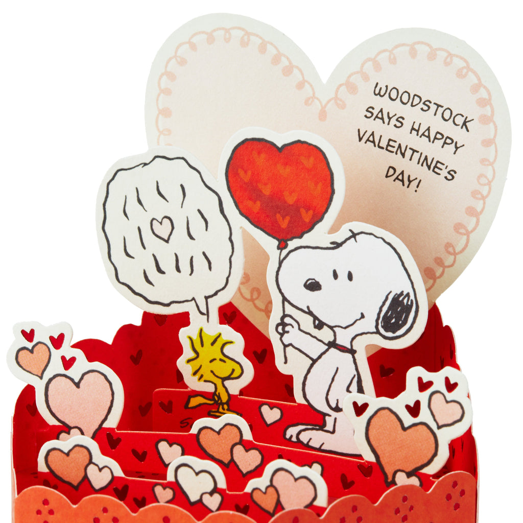 Paper Wonder Mini Valentine's Day Card - 3D Red Snoopy & Woodstock Design