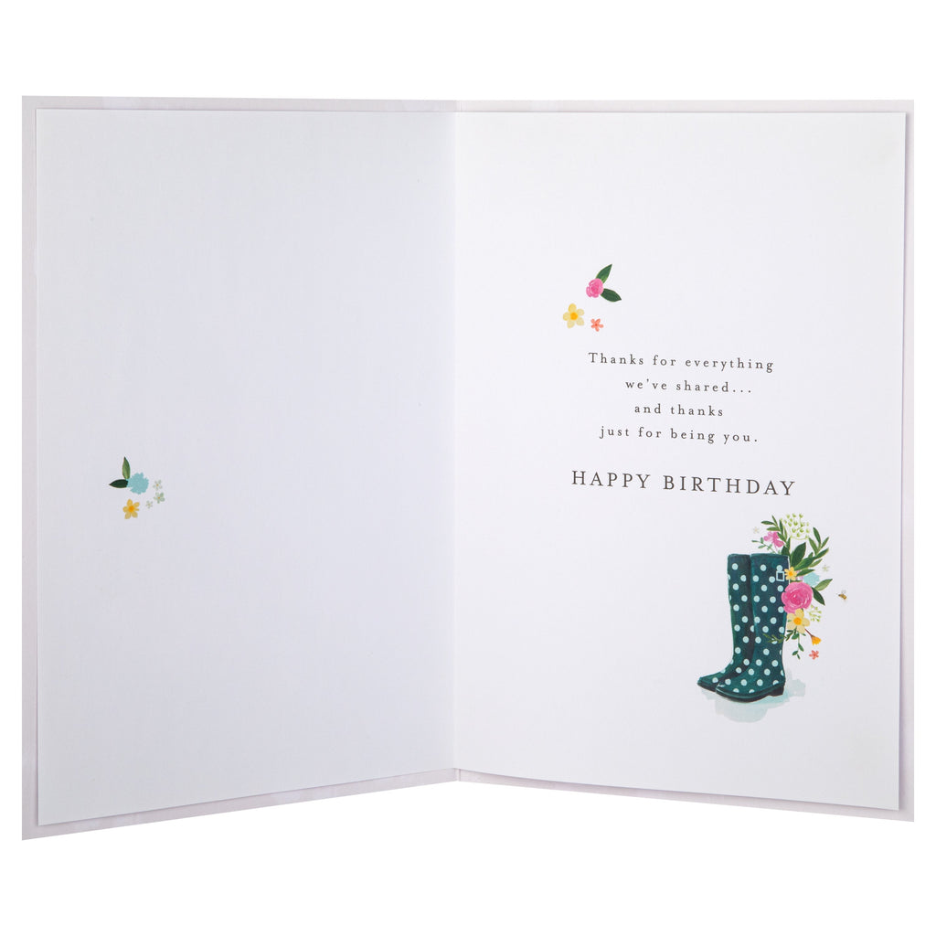 Birthday Card for Friend - Lucy Cromwell Flowers & Wellies Design