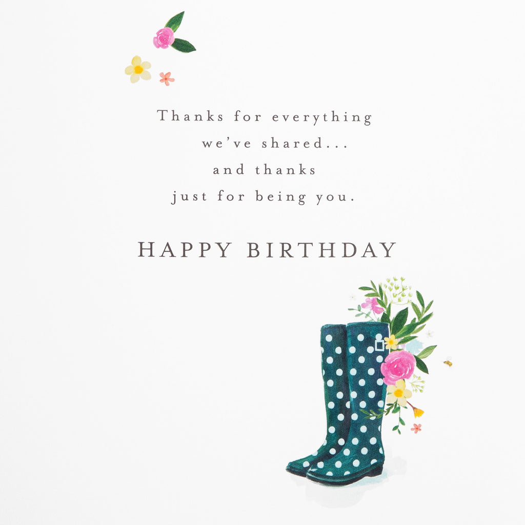 Birthday Card for Friend - Lucy Cromwell Flowers & Wellies Design