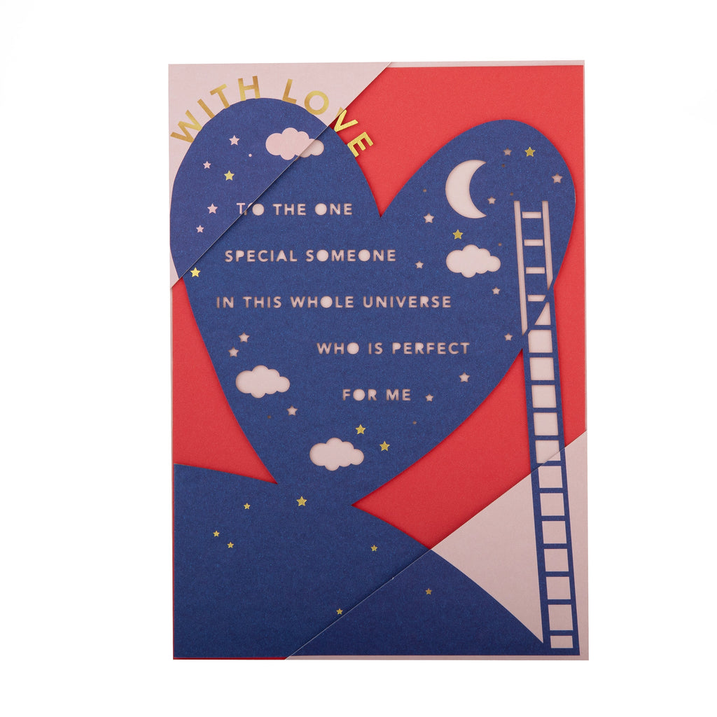 Valentine's Day Card for Someone Special - Heart, Moon & Stars Design