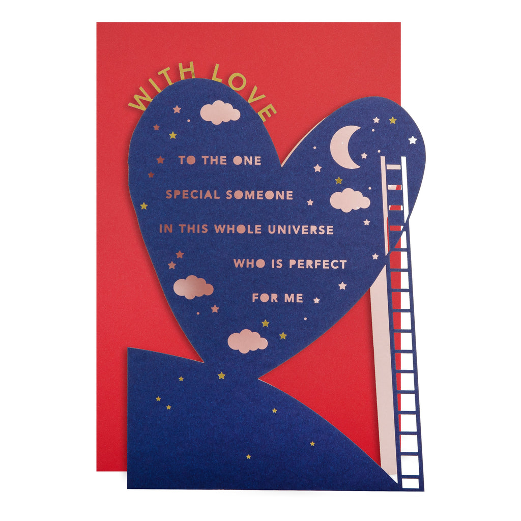 Valentine's Day Card for Someone Special - Heart, Moon & Stars Design