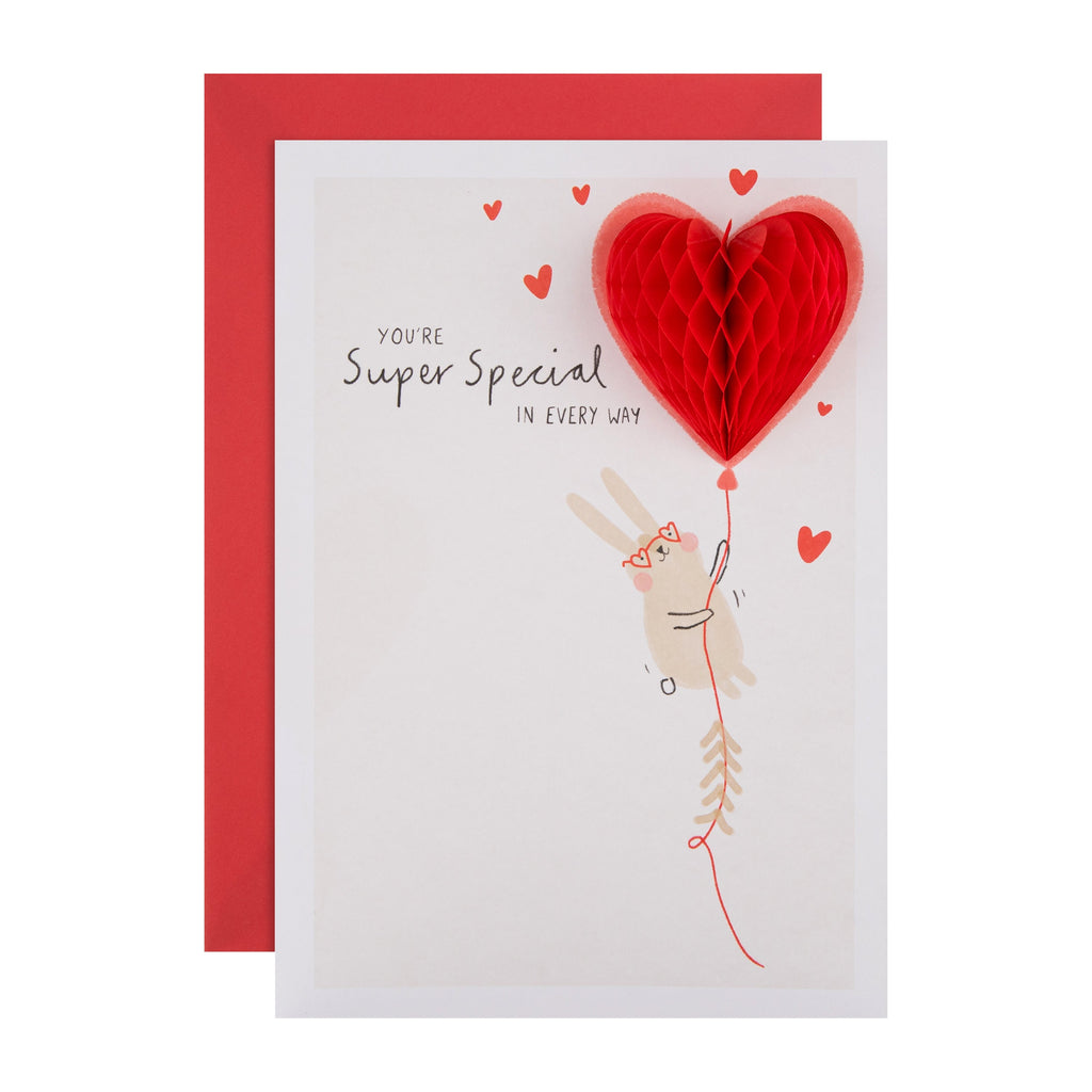 Valentine's Day Card for Someone Special - Cute Rabbit with Heart Balloon Design