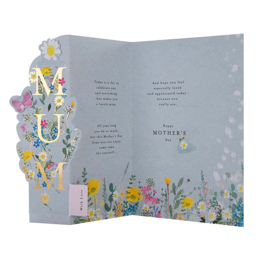 Mother's Day Card for Mum - Floral Butterfly Design with Bookmark