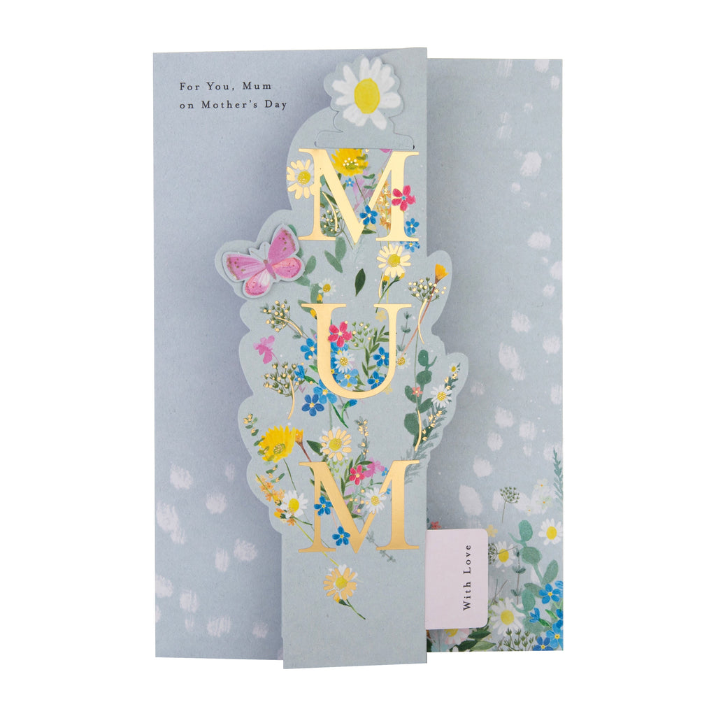 Mother's Day Card for Mum - Floral Butterfly Design with Bookmark