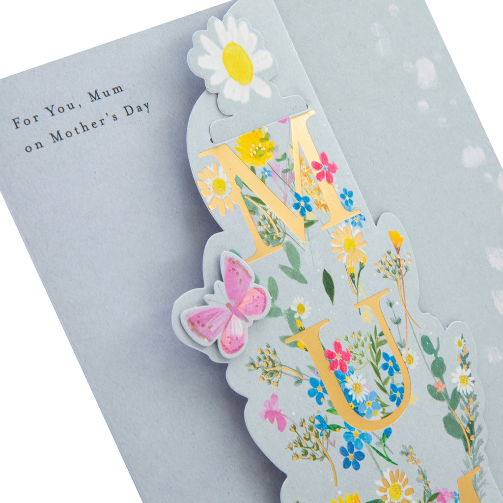 Mother's Day Card for Mum - Floral Butterfly Design with Bookmark