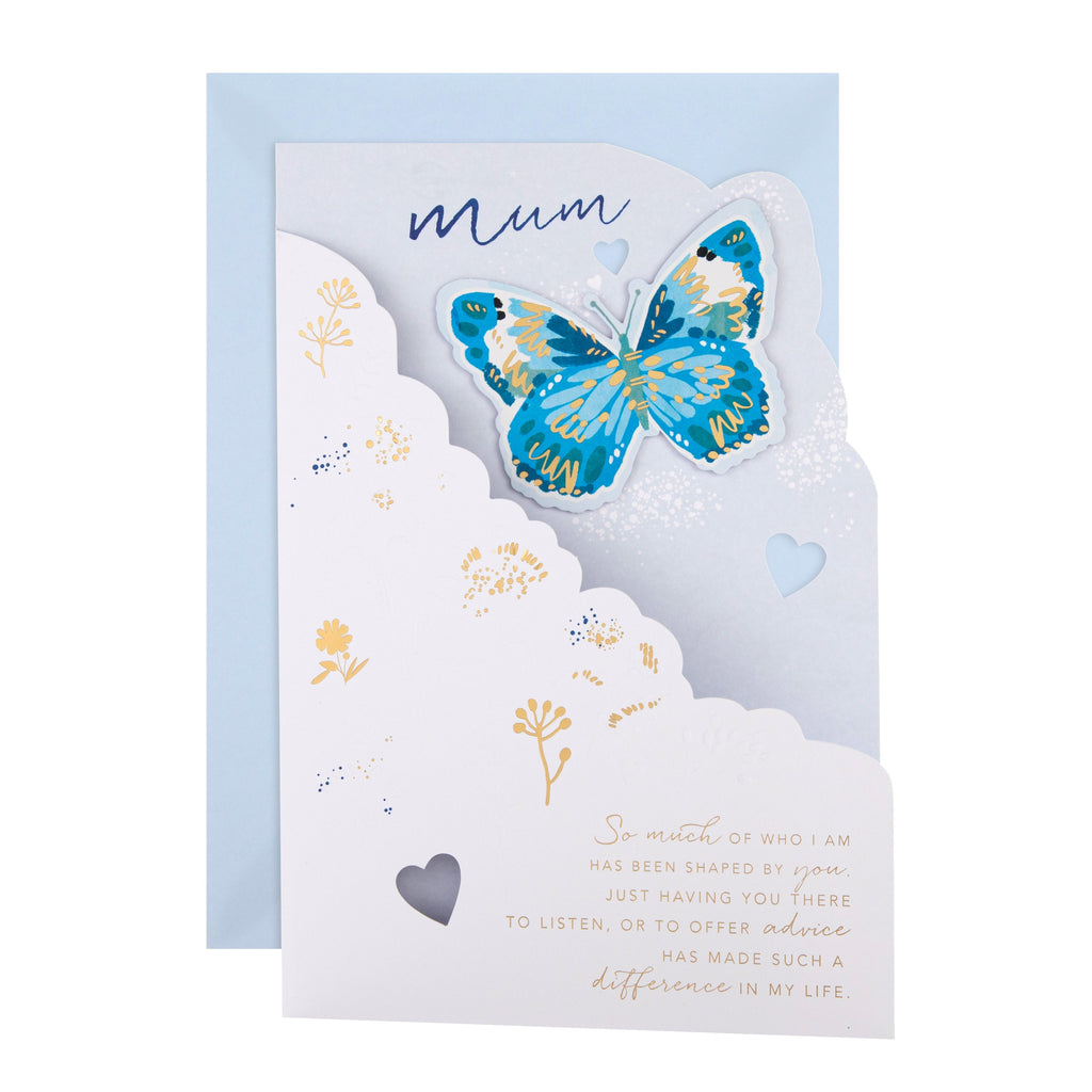 Mother's Day Card for Mum - Blue Butterfly Design