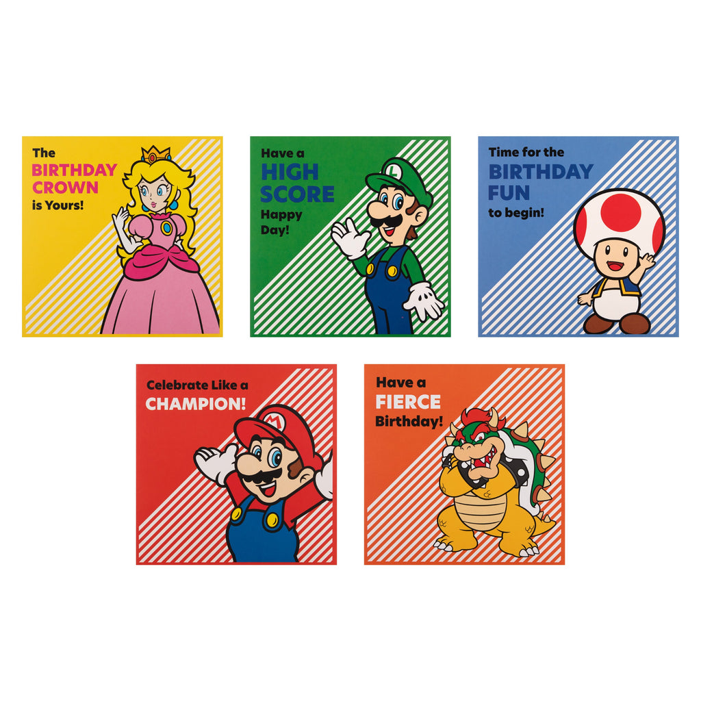 Birthday Cards Multipack - Pack of 10 in 5 Super Mario Designs