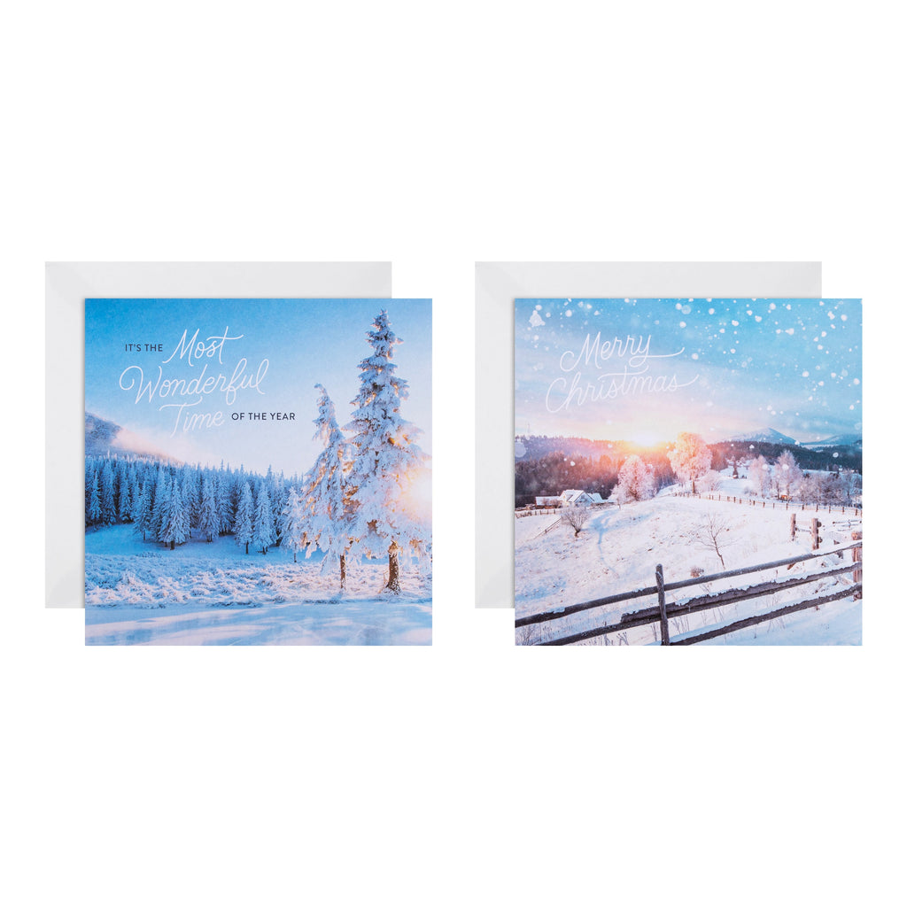 Charity Christmas Cards - Pack of 16 in 2 Countryside Landscape Designs