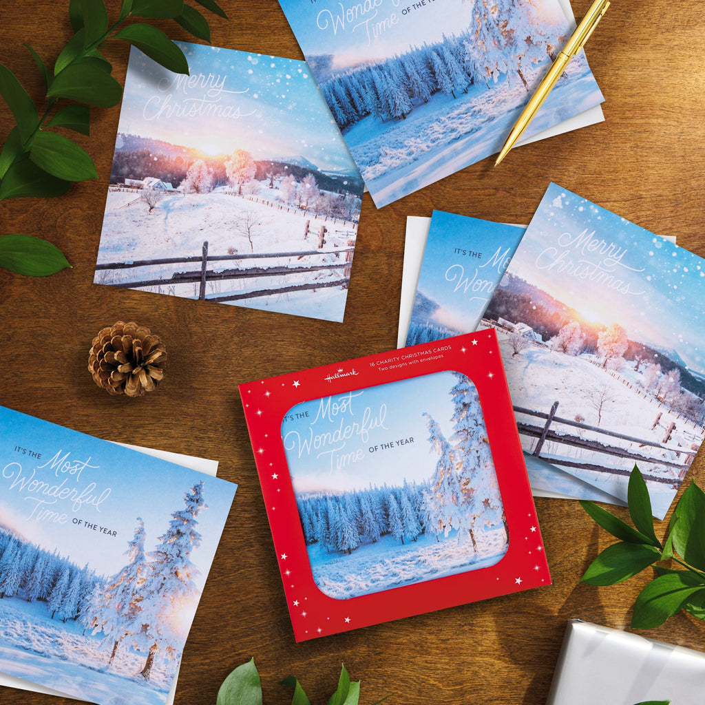 Charity Christmas Cards - Pack of 16 in 2 Countryside Landscape Designs