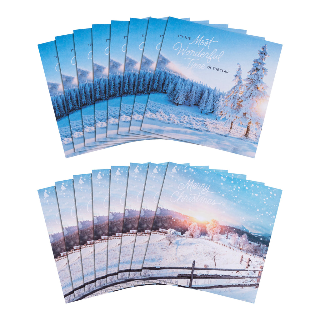 Charity Christmas Cards - Pack of 16 in 2 Countryside Landscape Designs