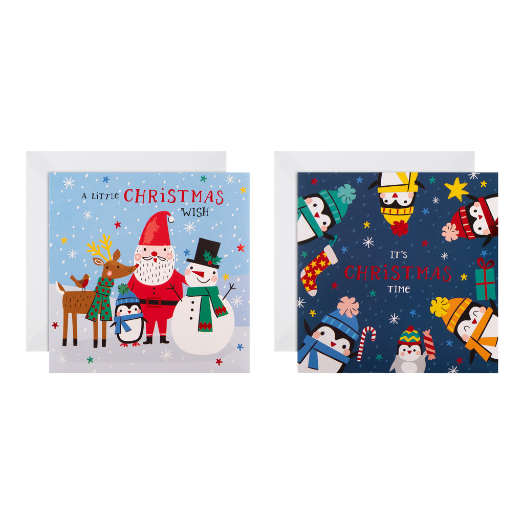 Charity Christmas Cards - Pack of 16 in 2 Cute Characters Designs