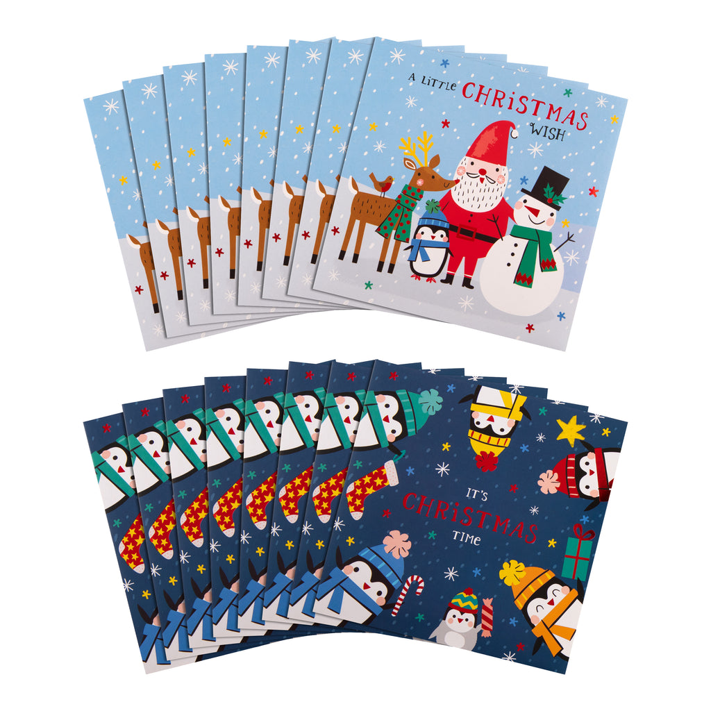 Charity Christmas Cards - Pack of 16 in 2 Cute Characters Designs