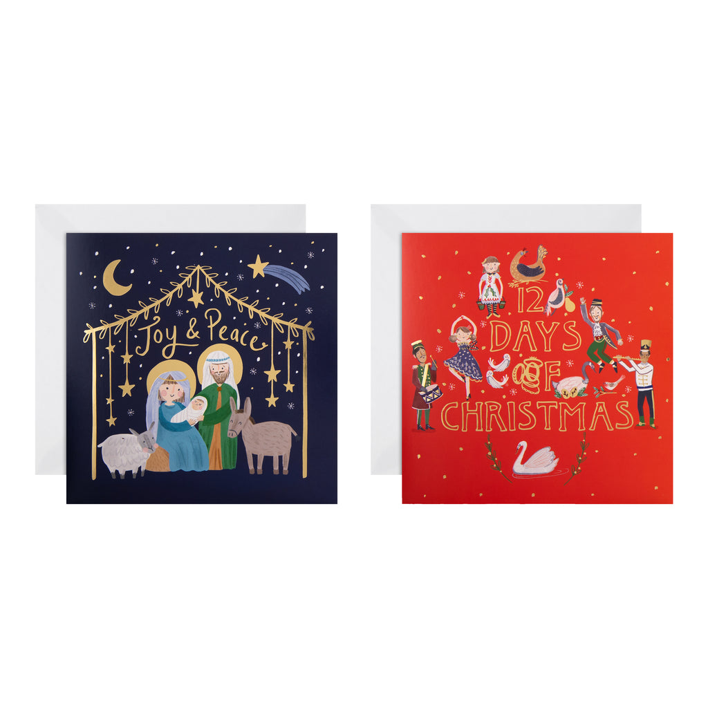 Charity Christmas Cards - Pack of 16 in 2 Nativity & Advent Designs