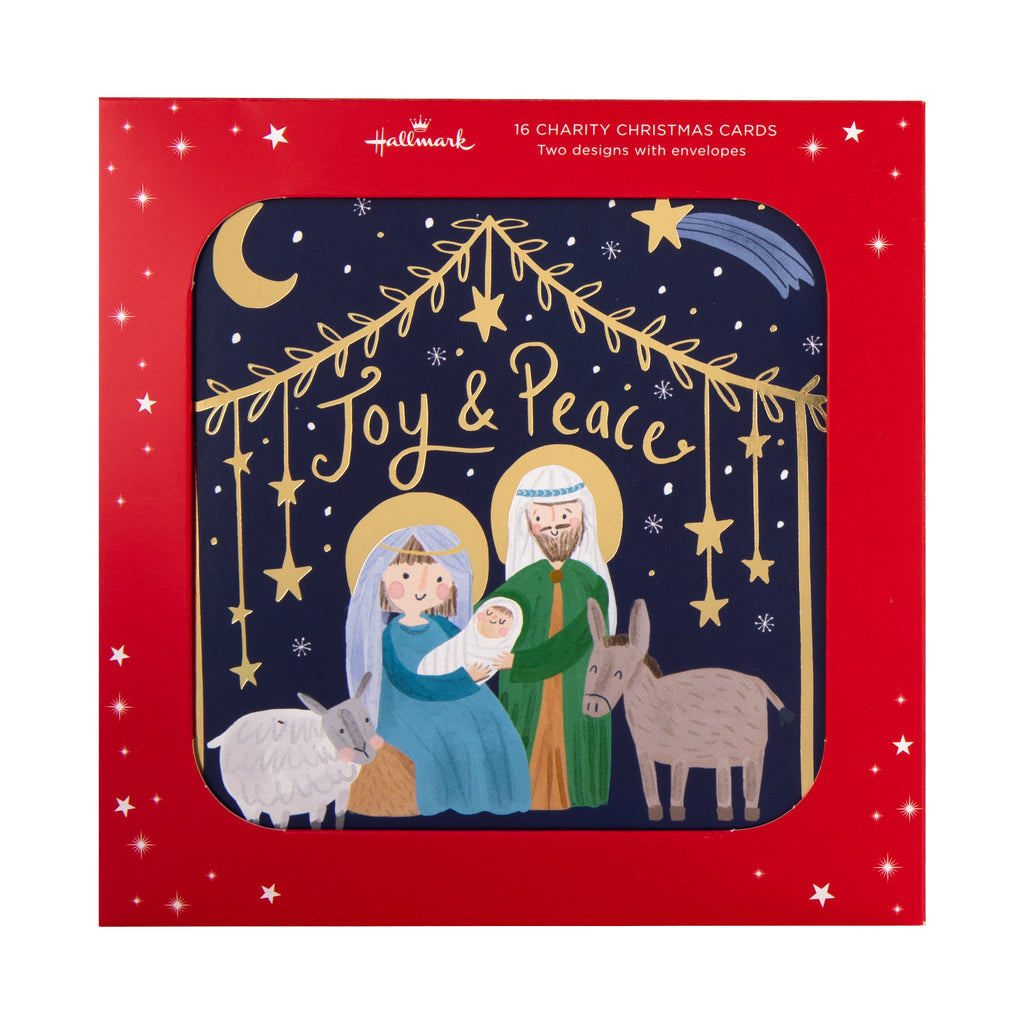 Charity Christmas Cards - Pack of 16 in 2 Nativity & Advent Designs