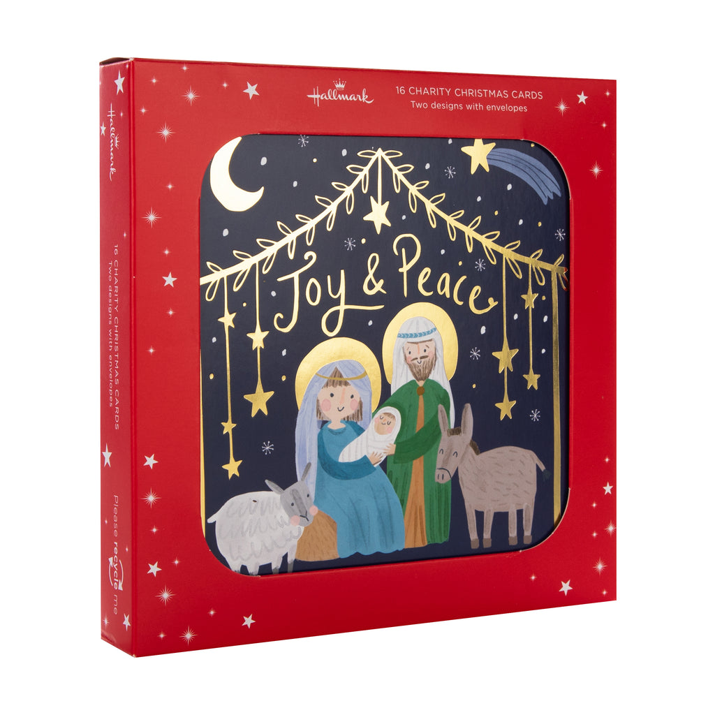 Charity Christmas Cards - Pack of 16 in 2 Nativity & Advent Designs