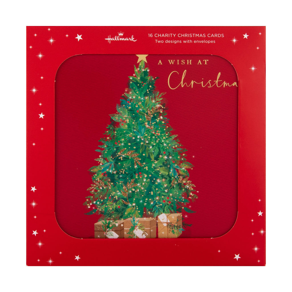 Charity Christmas Cards - Pack of 16 in 2 Tree & Wreath Designs