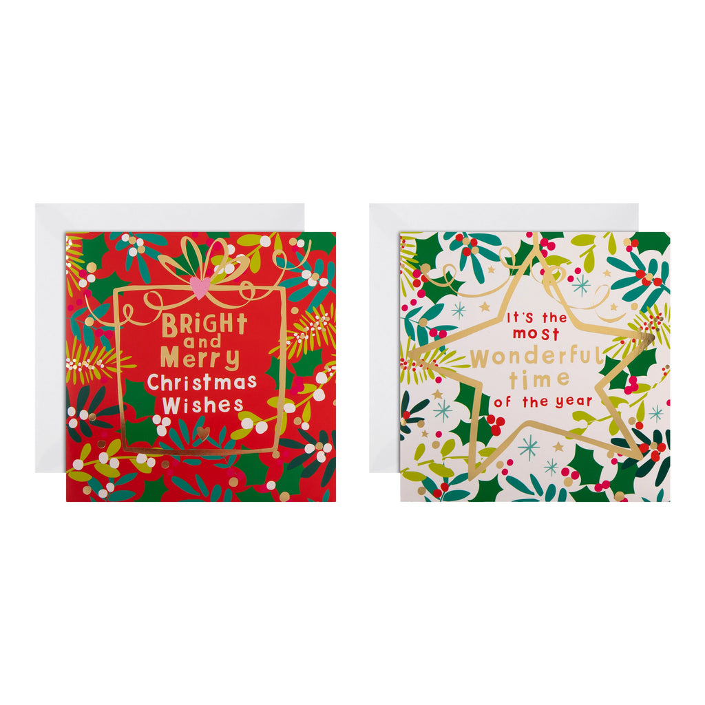 Charity Christmas Cards - Pack of 16 in 2 Bright & Merry Designs