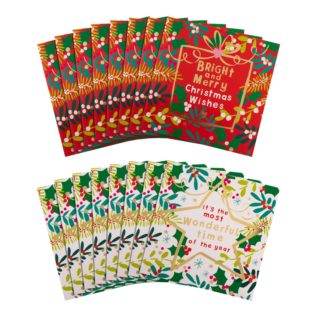 Charity Christmas Cards - Pack of 16 in 2 Bright & Merry Designs