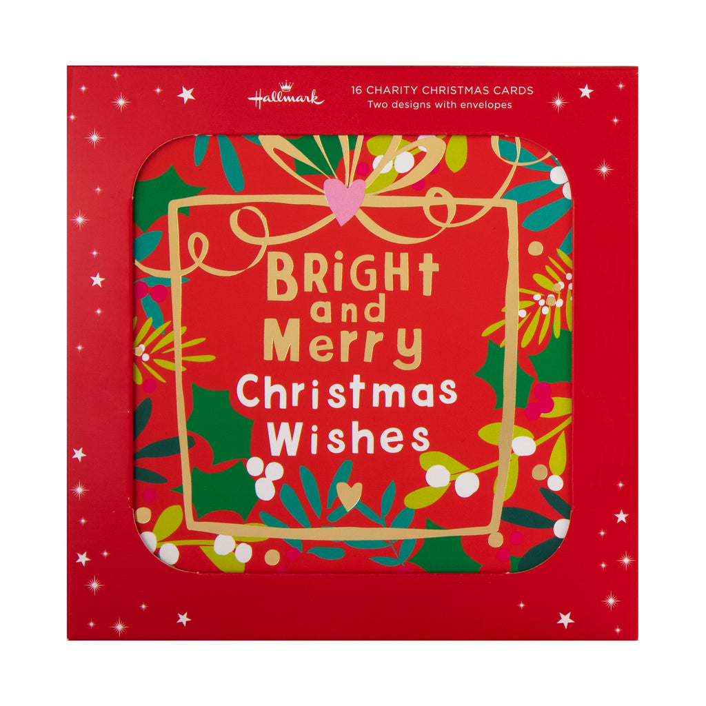 Charity Christmas Cards - Pack of 16 in 2 Bright & Merry Designs