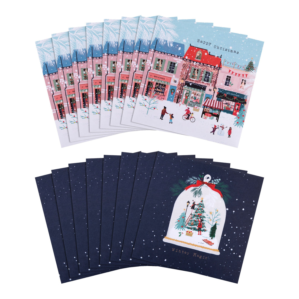 Charity Christmas Cards - Pack of 16 in 2 Street Scene Designs