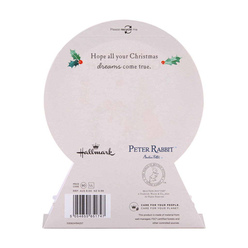 Christmas Card for Granddaughter - 3D & Pop-Up Peter Rabbit™ Snow Globe