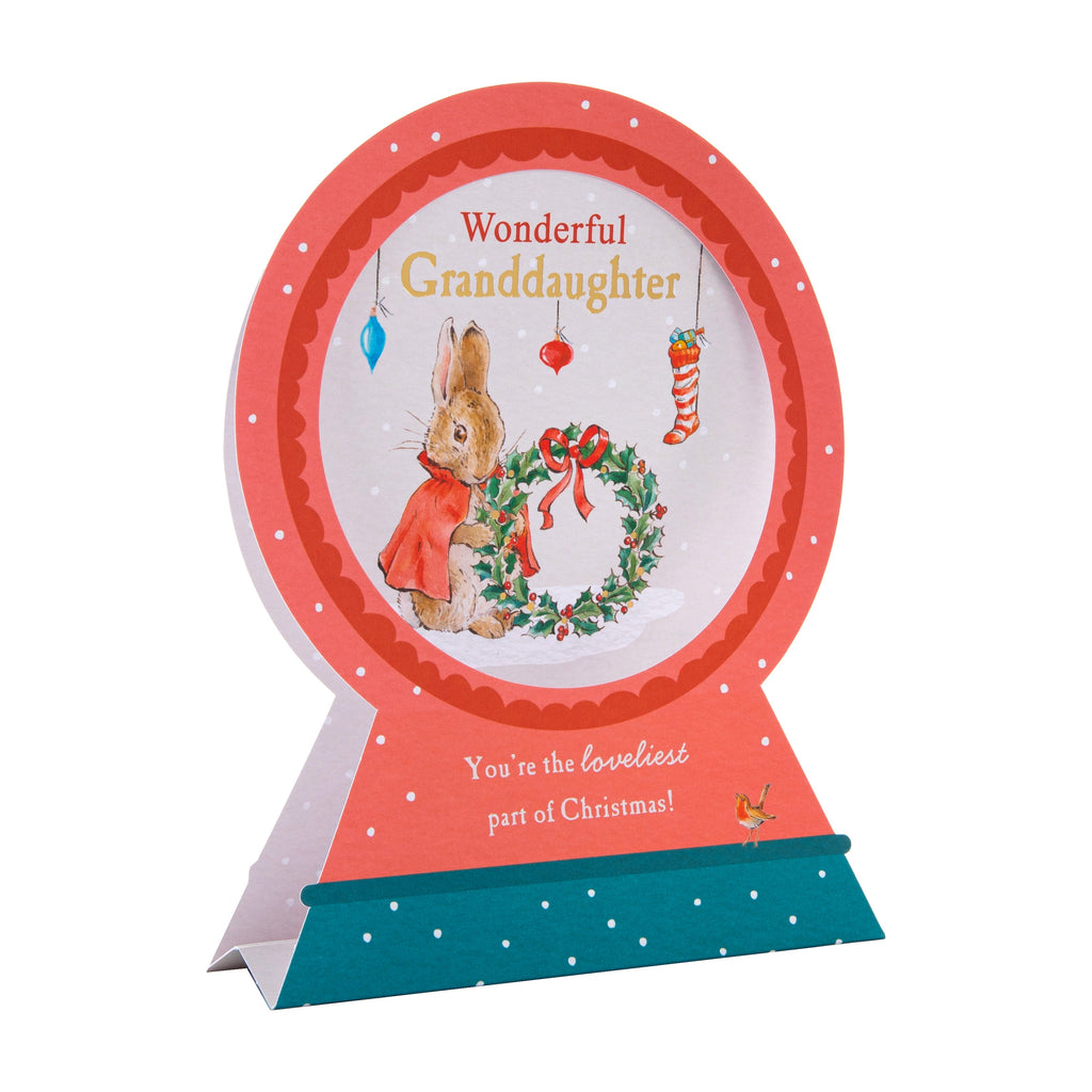 Christmas Card for Granddaughter - 3D & Pop-Up Peter Rabbit™ Snow Globe