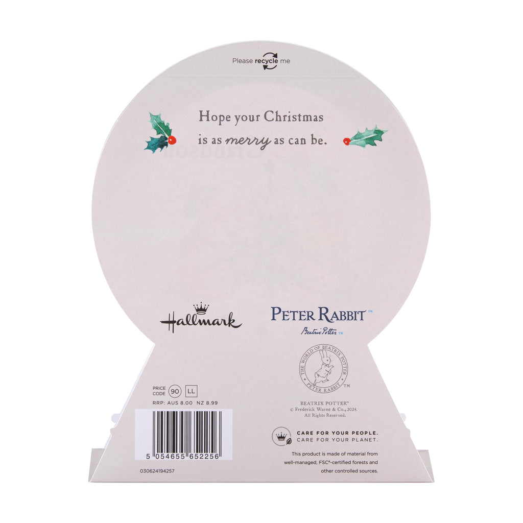 Christmas Card for Grandson - 3D & Pop-Up Peter Rabbit™ Snow Globe