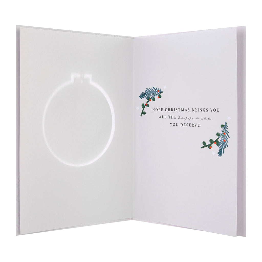 Christmas Card for Dad - Traditional Foliage & Bauble Design with Keepsake