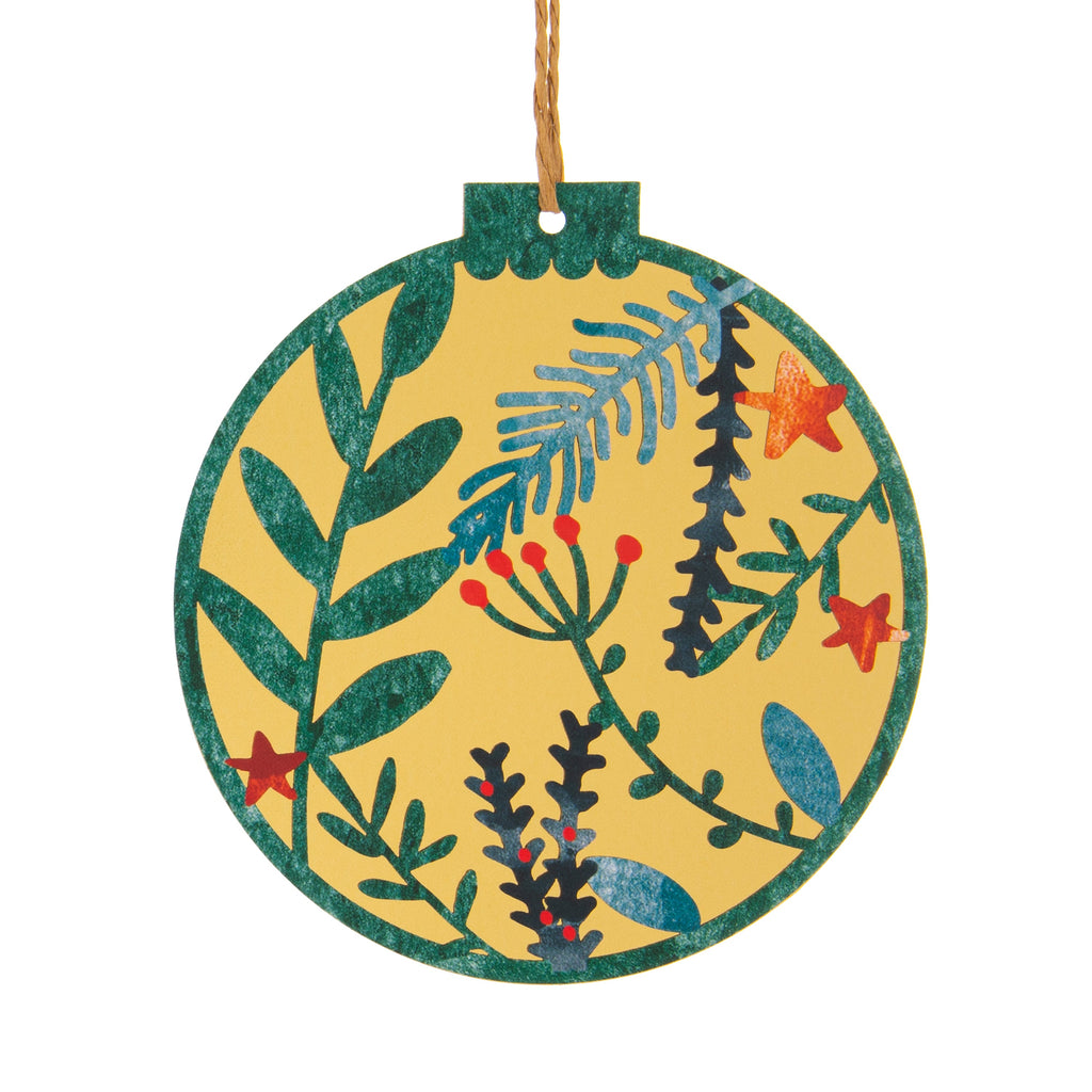 Christmas Card for Dad - Traditional Foliage & Bauble Design with Keepsake