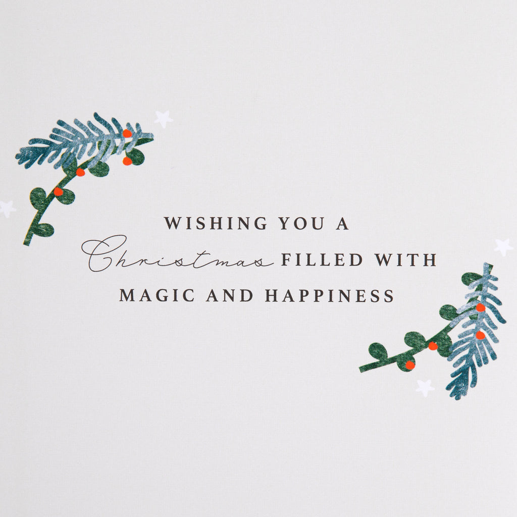 Christmas Card for Daughter - Traditional Foliage & Bauble Design with Keepsake