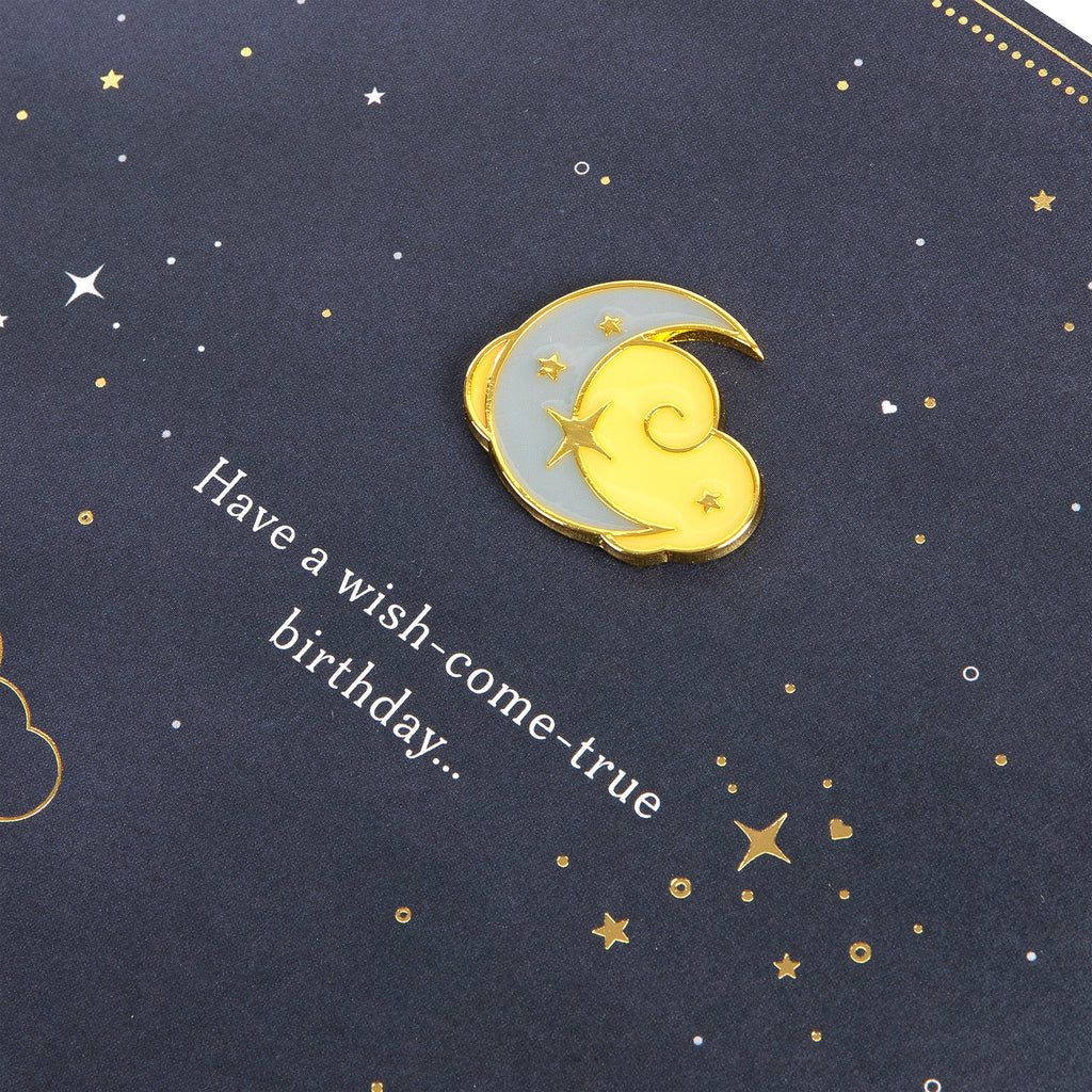 Birthday Card - Clouds & Stars with Keepsake Pin Badge