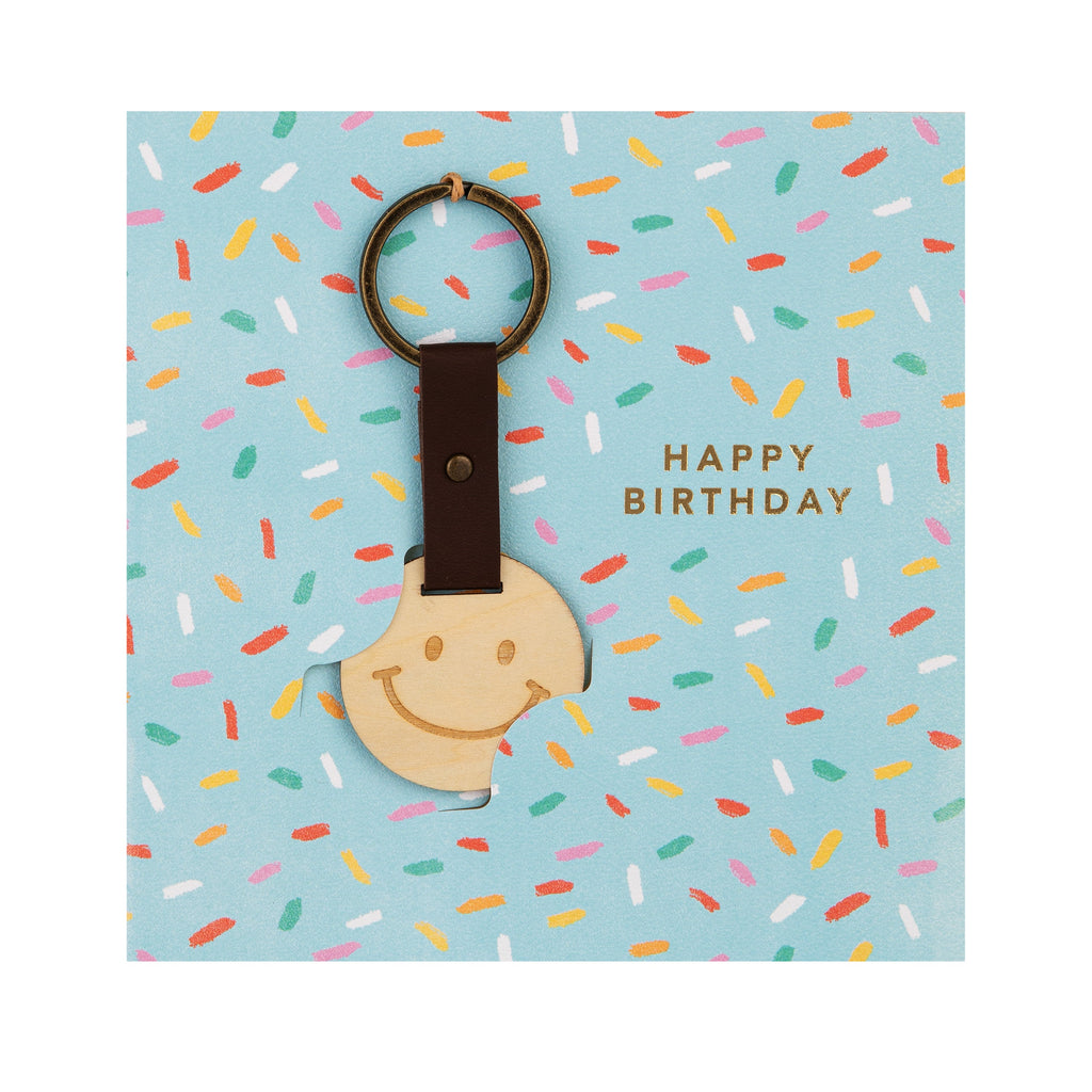 Birthday Card - Colourful Confetti with Keepsake Keyring