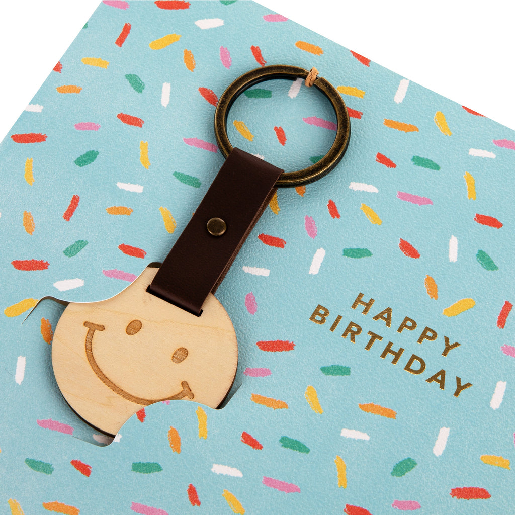 Birthday Card - Colourful Confetti with Keepsake Keyring