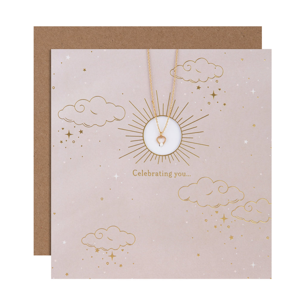 Birthday Card - Clouds & Stars with Keepsake Bracelet