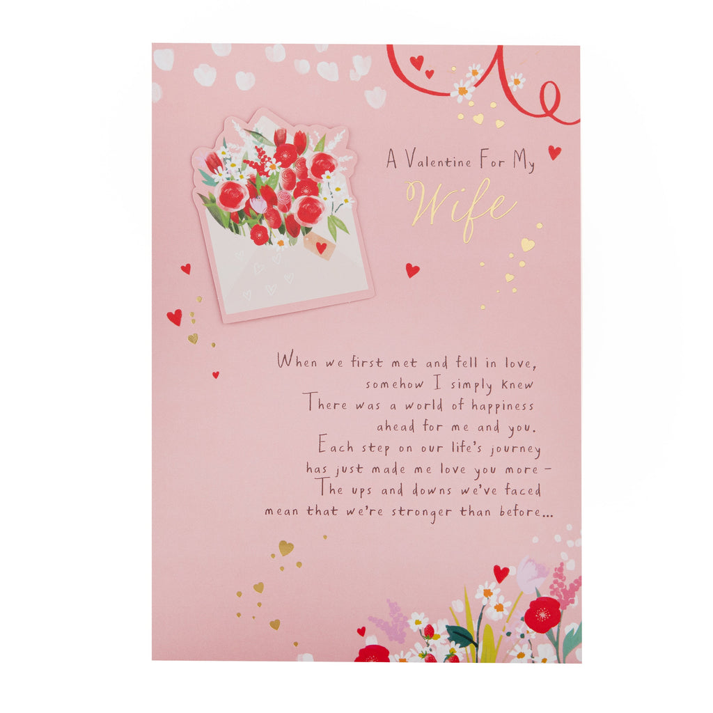 Valentine's Day Card for Wife - Flowers & Envelope Design