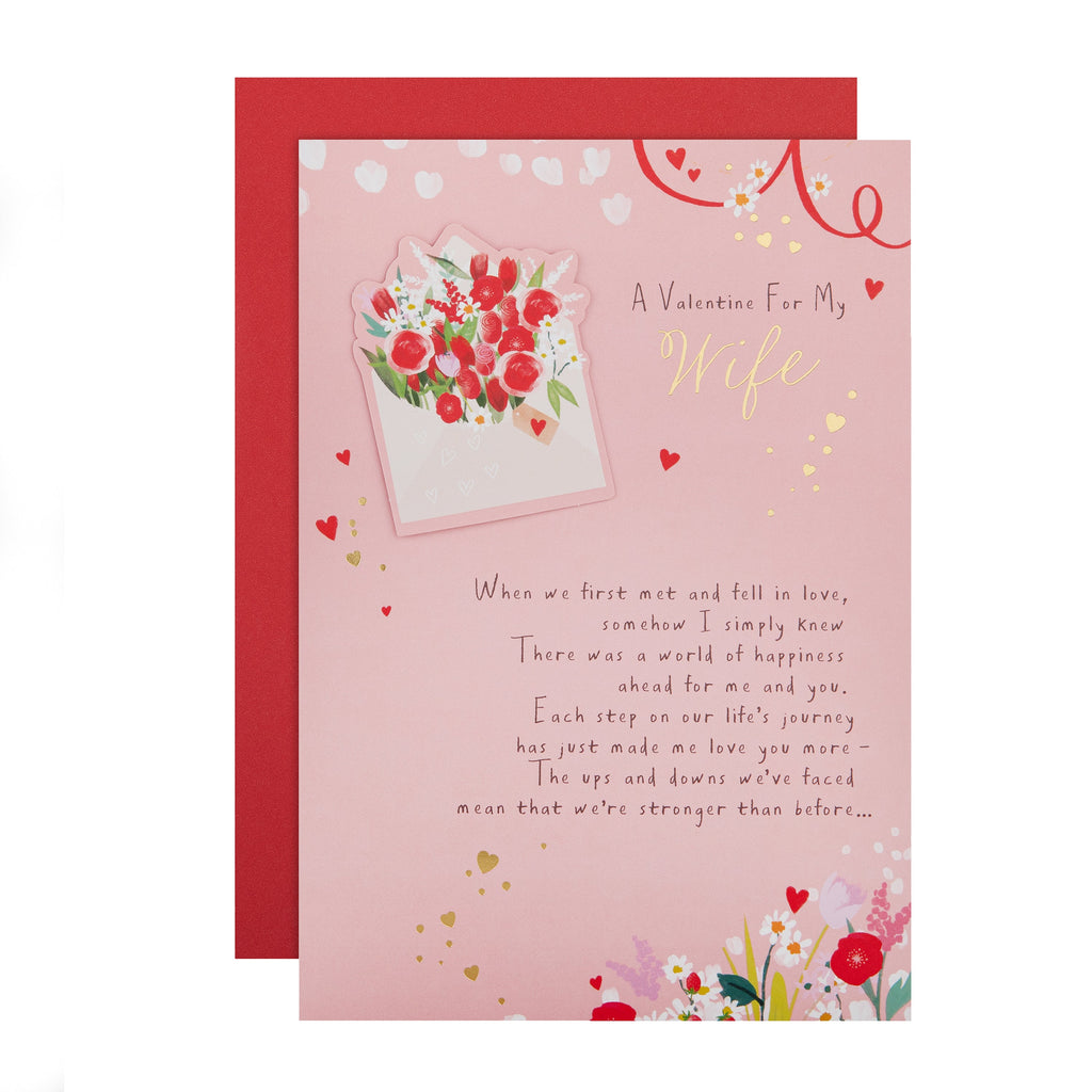 Valentine's Day Card for Wife - Flowers & Envelope Design