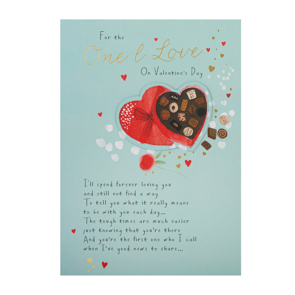 Valentine's Day Card for One I Love - Heart Shaped Box of Chocolates Design