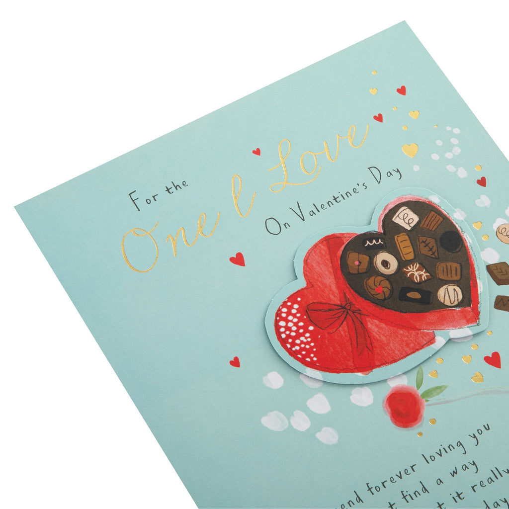 Valentine's Day Card for One I Love - Heart Shaped Box of Chocolates Design