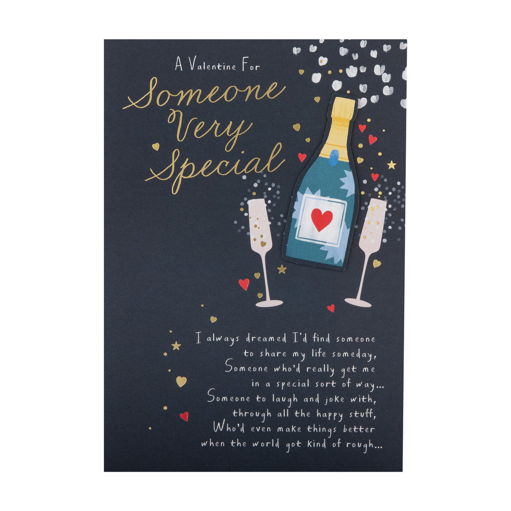 Valentine's Day Card for Someone Special - Champagne Bottle & Glasses Design